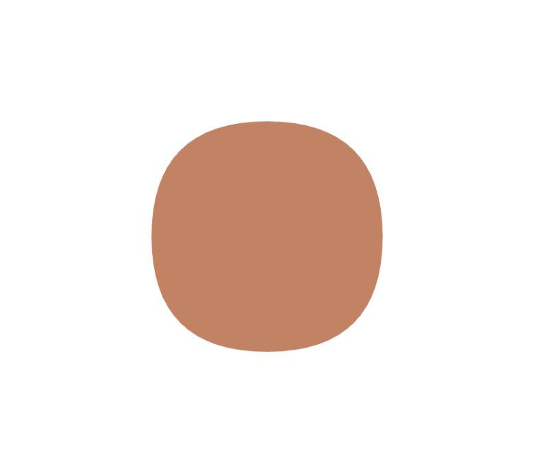 Showing a large light brown shape that is between a circle and a square.