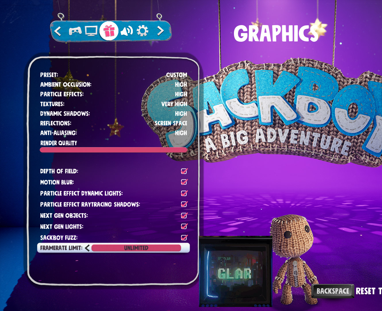 Leaked Sackboy: A Big Adventure PC settings