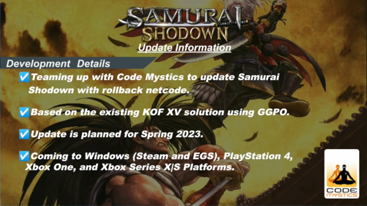 samurai shodown rollback netcode update evo