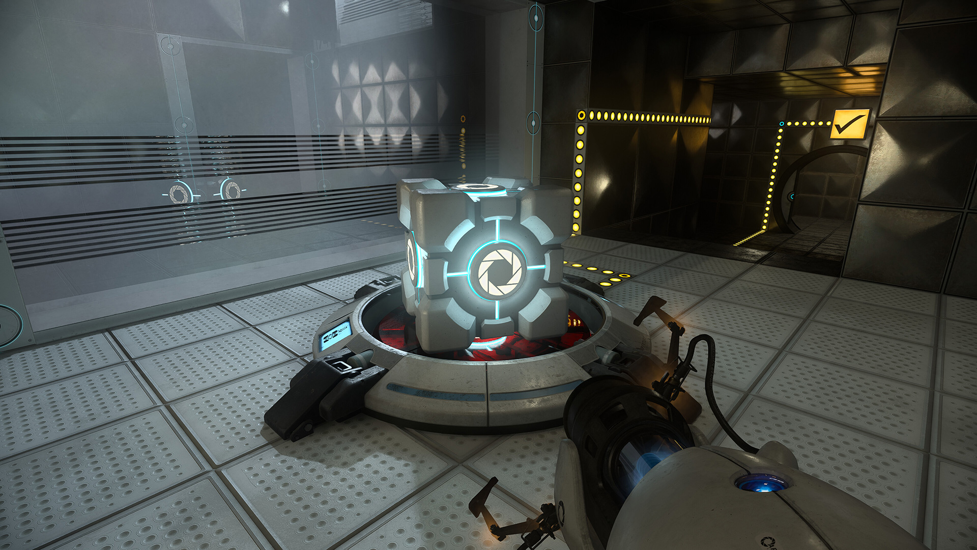 Placing the Companion Cube in Portal with RTX