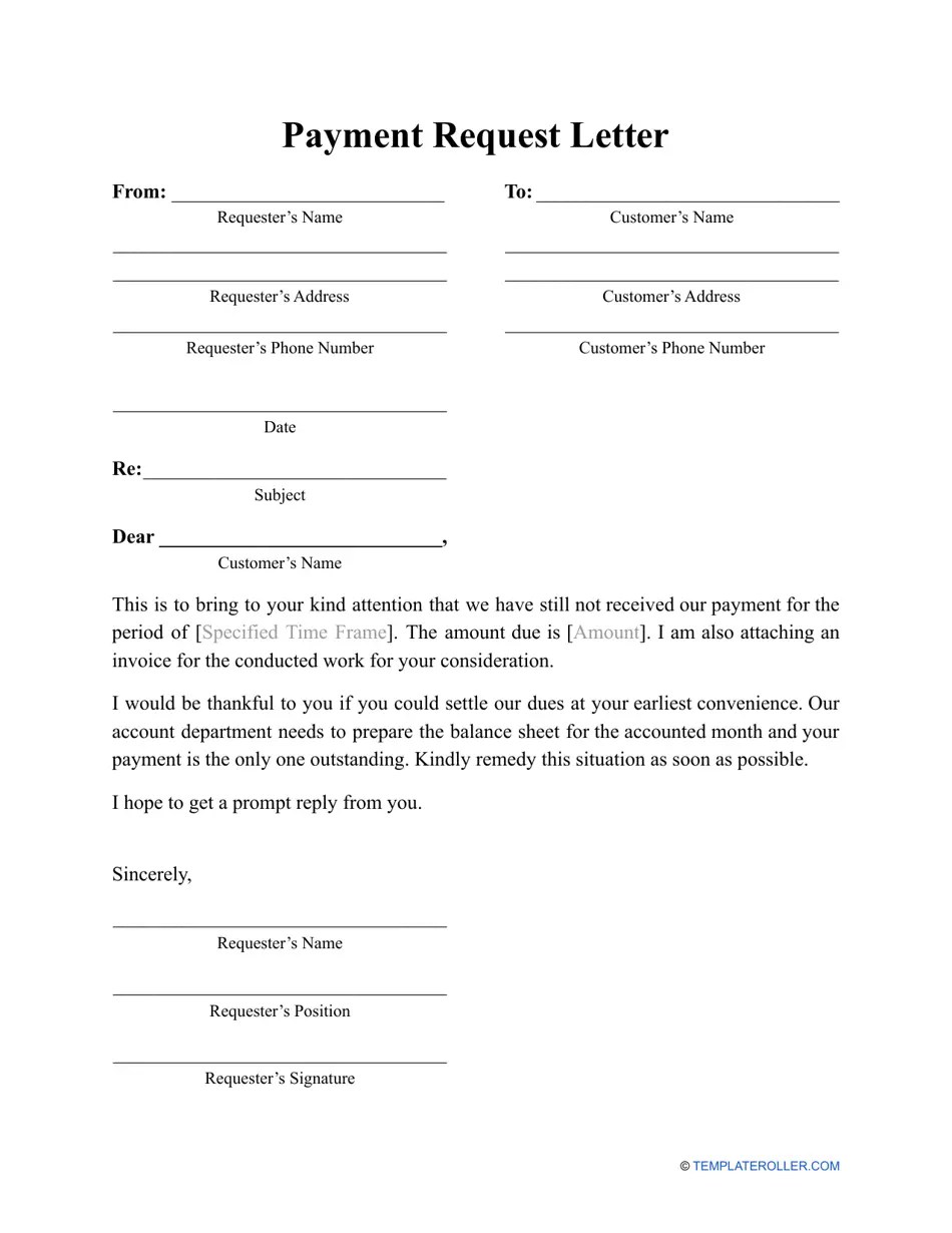 Payment Request Template Word