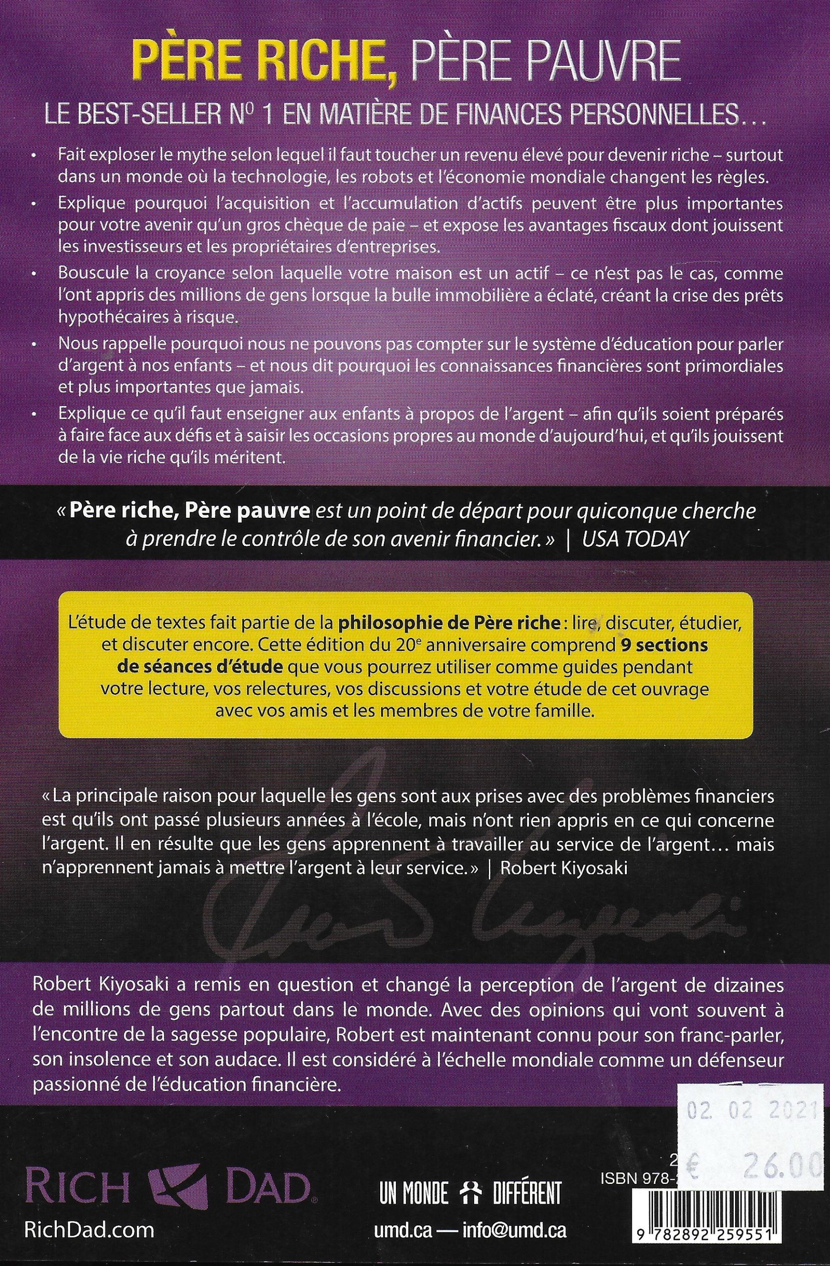 Pere Riche Pere Pauvre Robert T Kiyosaki Deenshop Be
