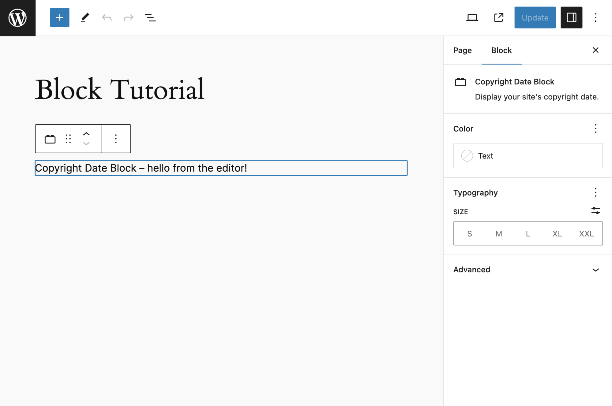 The block in the Editor without default styling