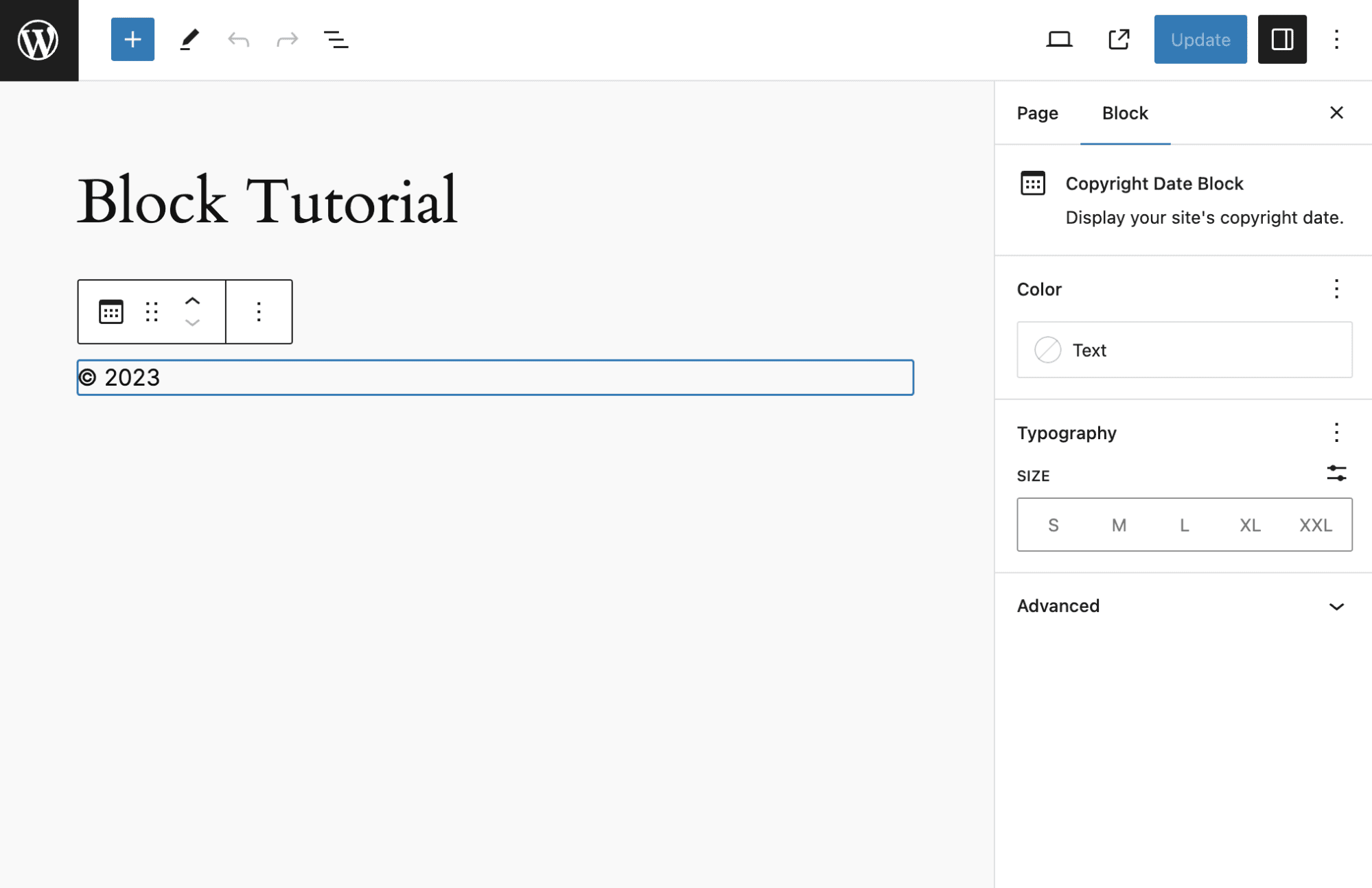 The block in the Editor displays the correct content