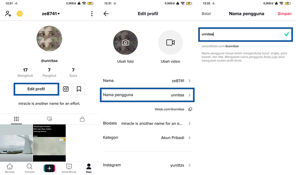6 Cara Mengganti Username Tiktok Di Hp Android Ios Update