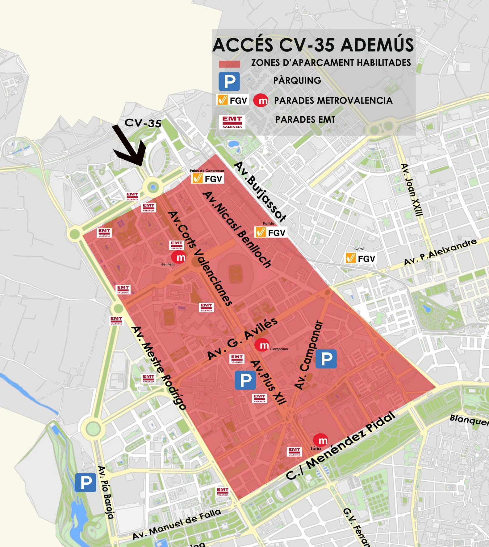 El centre urbà quedarà tancat al pas de vehicles a partir de les 15:00 del dia 16 a València 2 0314 Estacionament Falles CV35