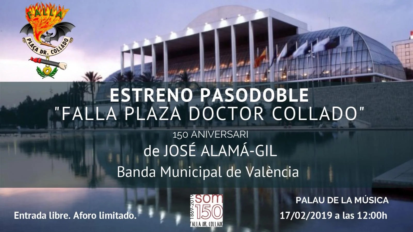 La falla Plaza Doctor Collado estrena el pasodoble de su 150 aniversario