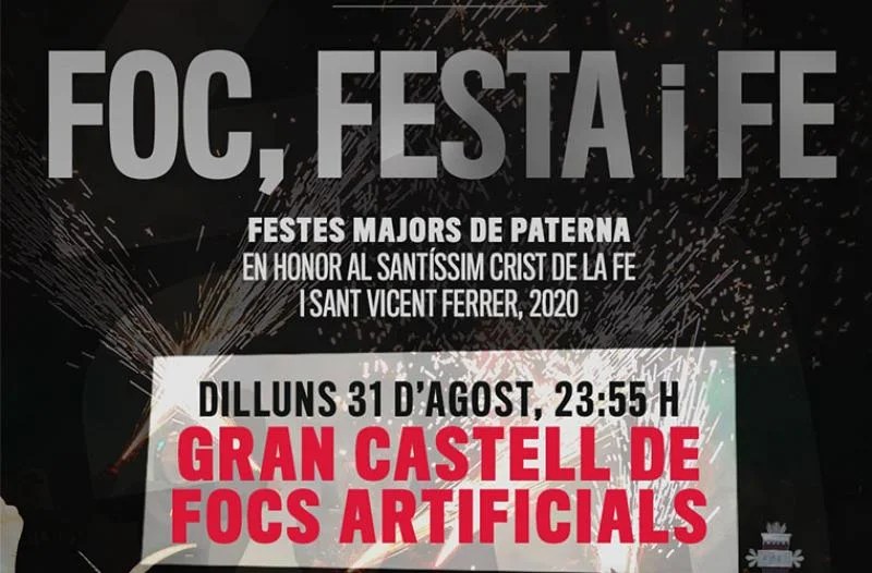 Paterna se iluminará con un castillo de fuegos artificiales para celebrar la festividad del Santísimo Cristo de la Fe