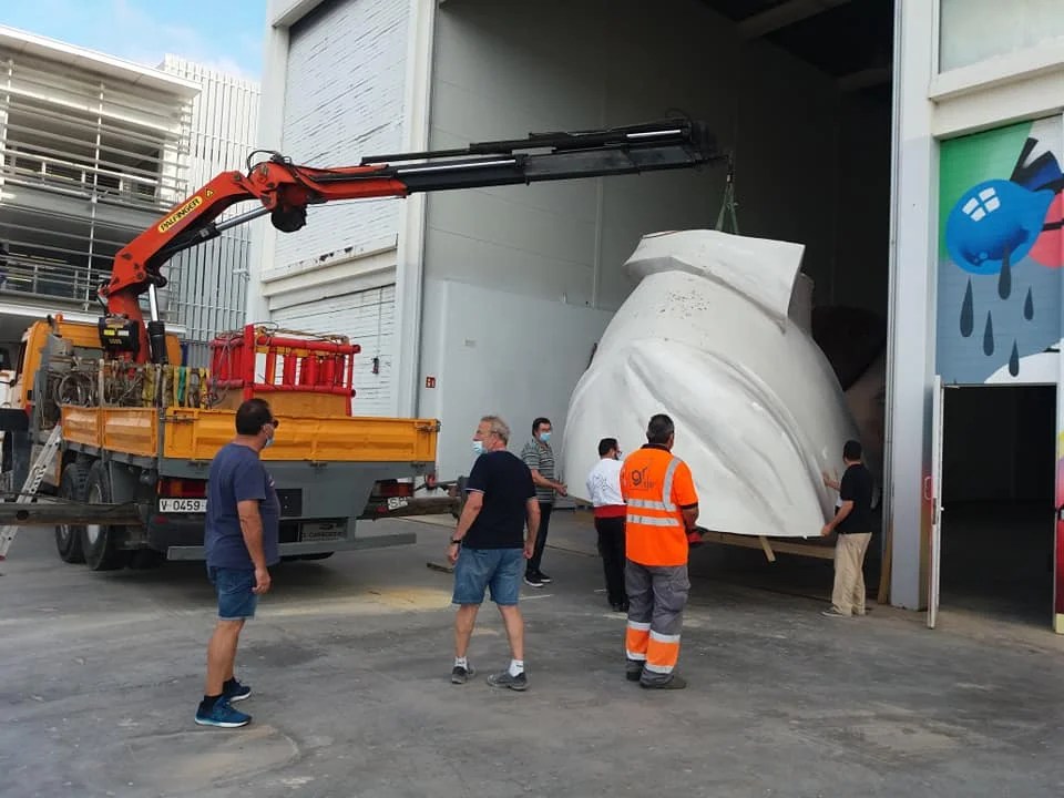 La Meditadora vuelve al taller #Fallas2021 14 Trasla de la Meditadora al taller 12