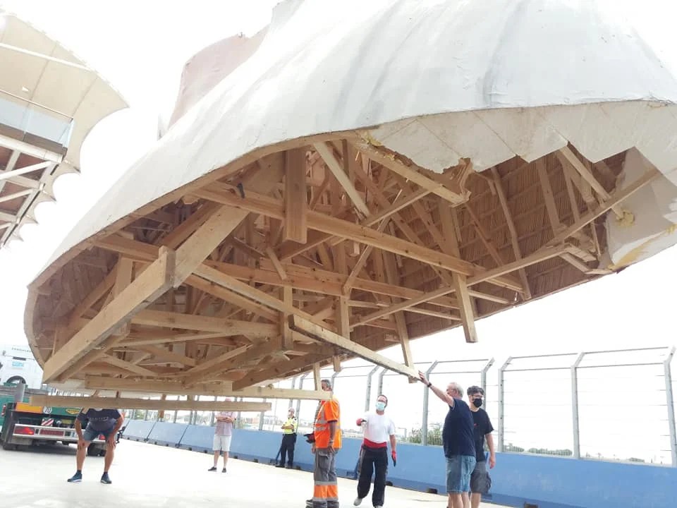 La Meditadora vuelve al taller #Fallas2021 16 Trasla de la Meditadora al taller 14