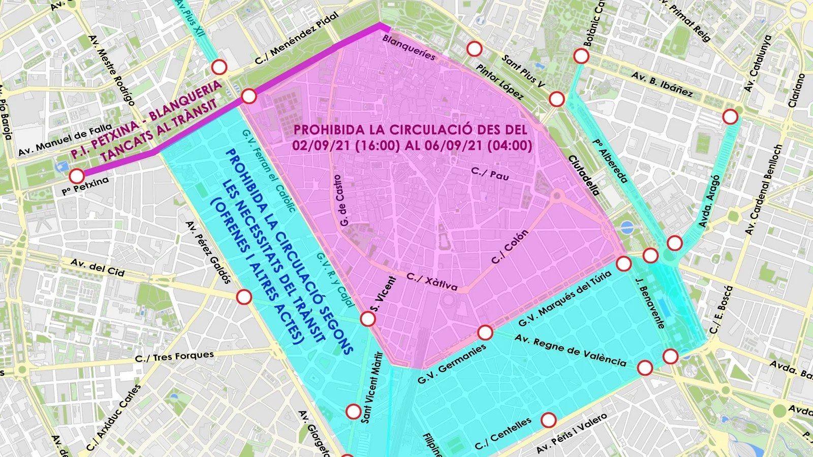 • Cortes de tráfico actos falleros 2021