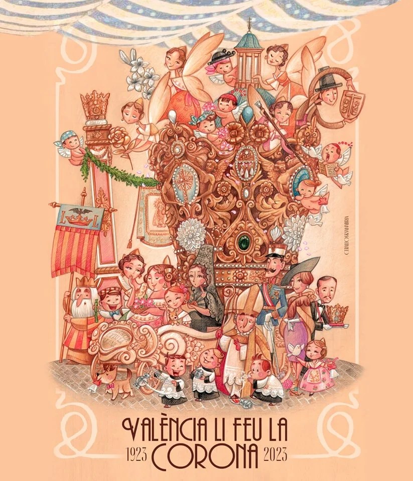 Ceballos y Sanabria reproducen la carroza de la Corona de la Virgen para la falla infantil de la Plaza de la Reina 2 316255386 655857756230801 171090764382179493 n