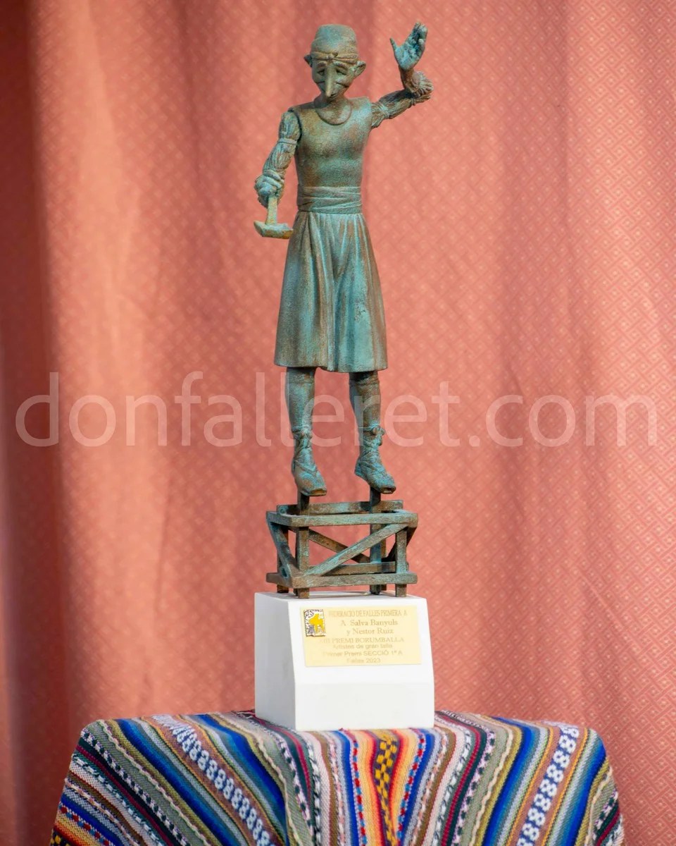 Salva Banyuls y Néstor Ruiz recogen el premio Borumballa a la mejor Falla de 1ªA de 2023 1 Premio Burumballa 1