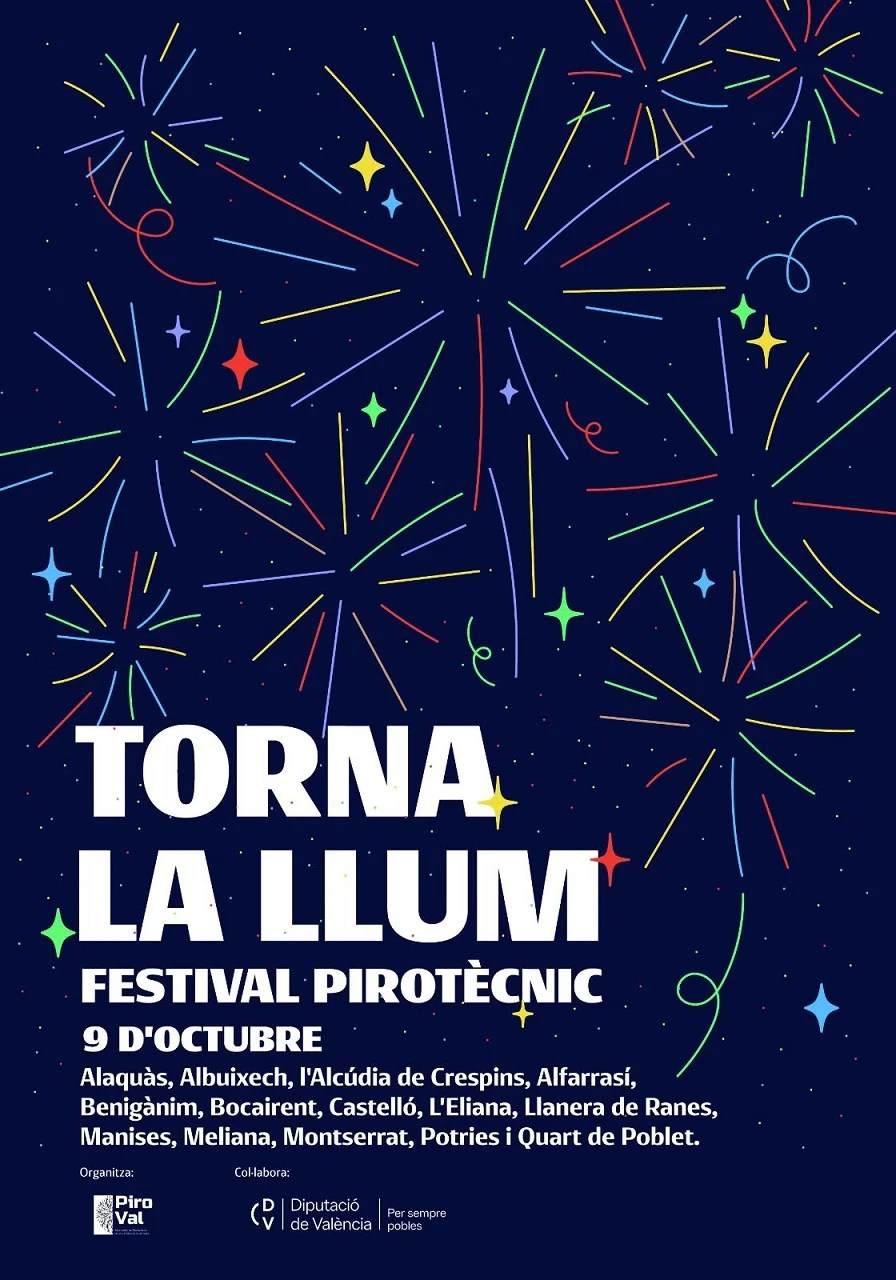 14 espectáculos pirotécnicos iluminarán la noche de la víspera del 9 de octubre 3 Cartel de Torna la Llum 2023