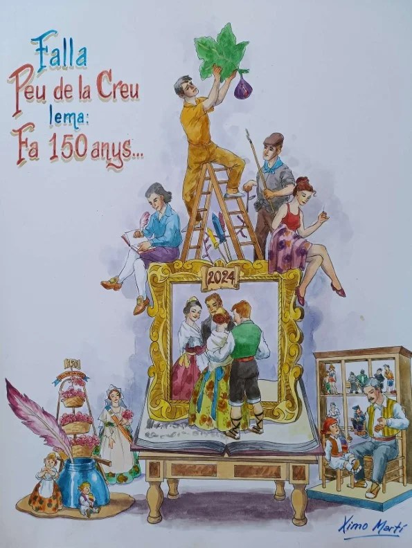 Esta fue la presentación de los bocetos de las Fallas del 150 aniversario de la comisión Peu de la Creu 6 Boceto Falla Grande 2024 Falla Peu de la Creu