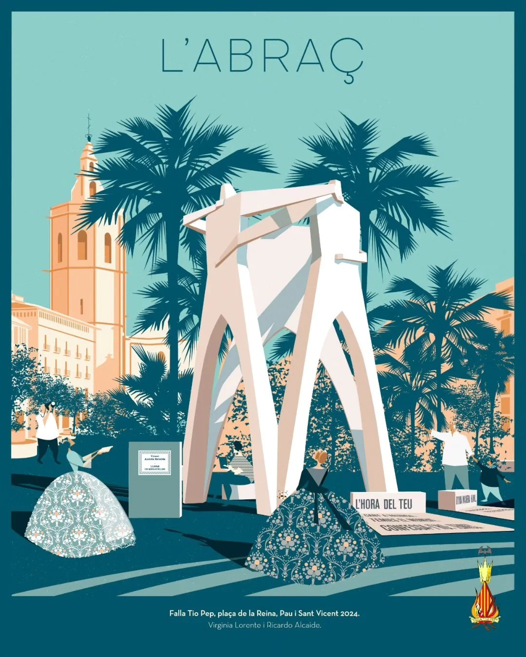 "L' Abraç" es el lema de la Falla de la Plaza de la Reina para 2024 1 Boceto Falla Mayor 2024 Falla Plaza de la Reina