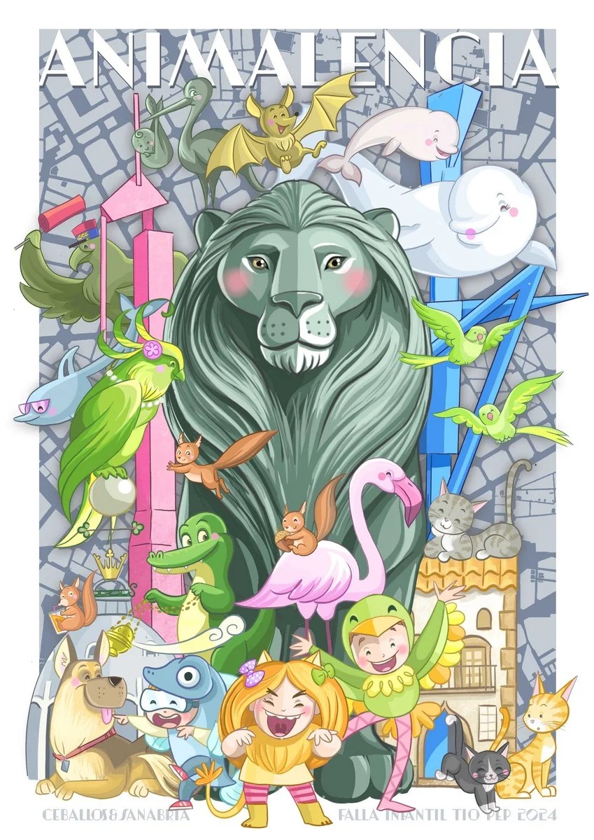 La comisión fallera de la Plaza de la Reina presenta «Animalència» su Falla Infantil de sección especial para las Fallas 2024