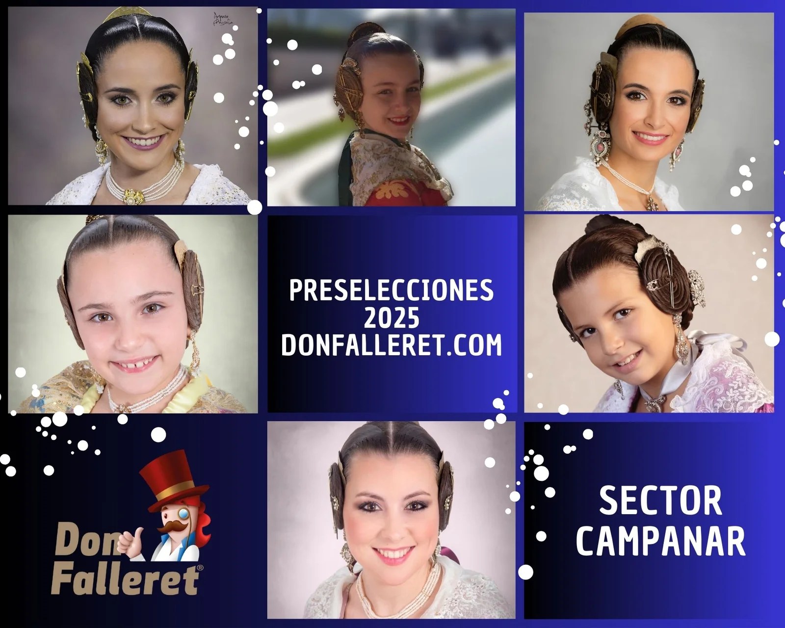 Candidatas preseleccionadas del Sector Campanar a Falleras Mayores de Valencia 2025