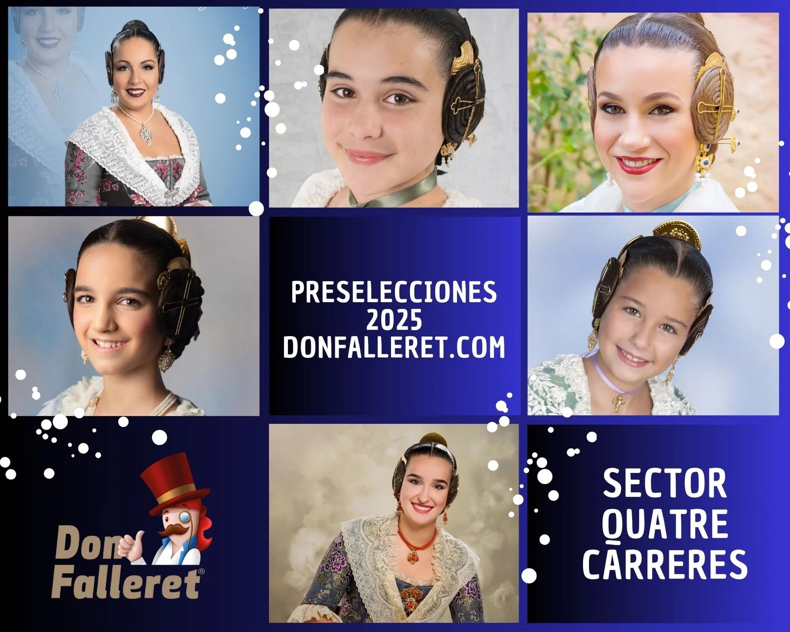 Candidatas preseleccionadas del Sector Quatre Carreres a Falleras Mayores de Valencia 2025