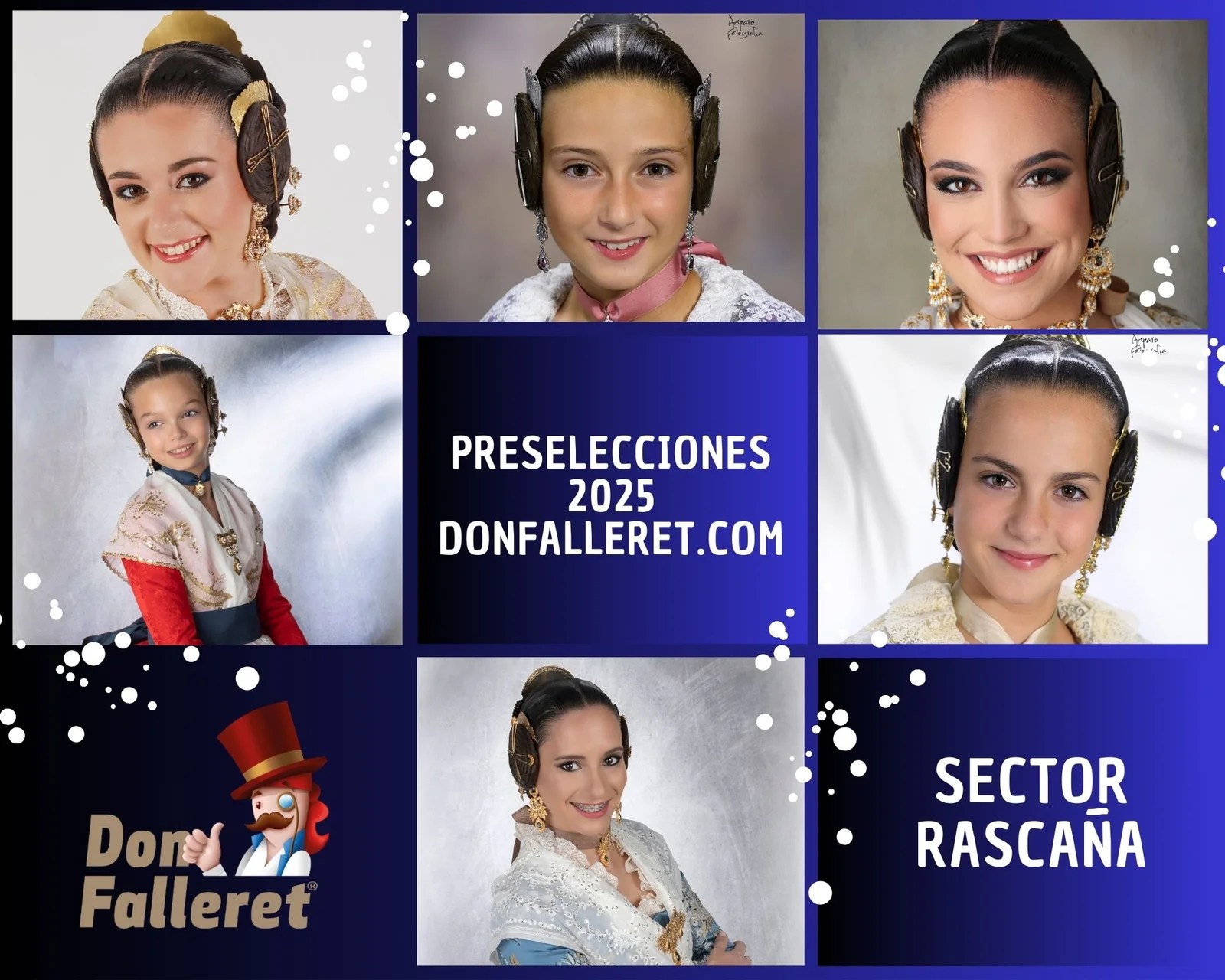 Candidatas preseleccionadas del Sector Rascaña a Falleras Mayores de Valencia 2025