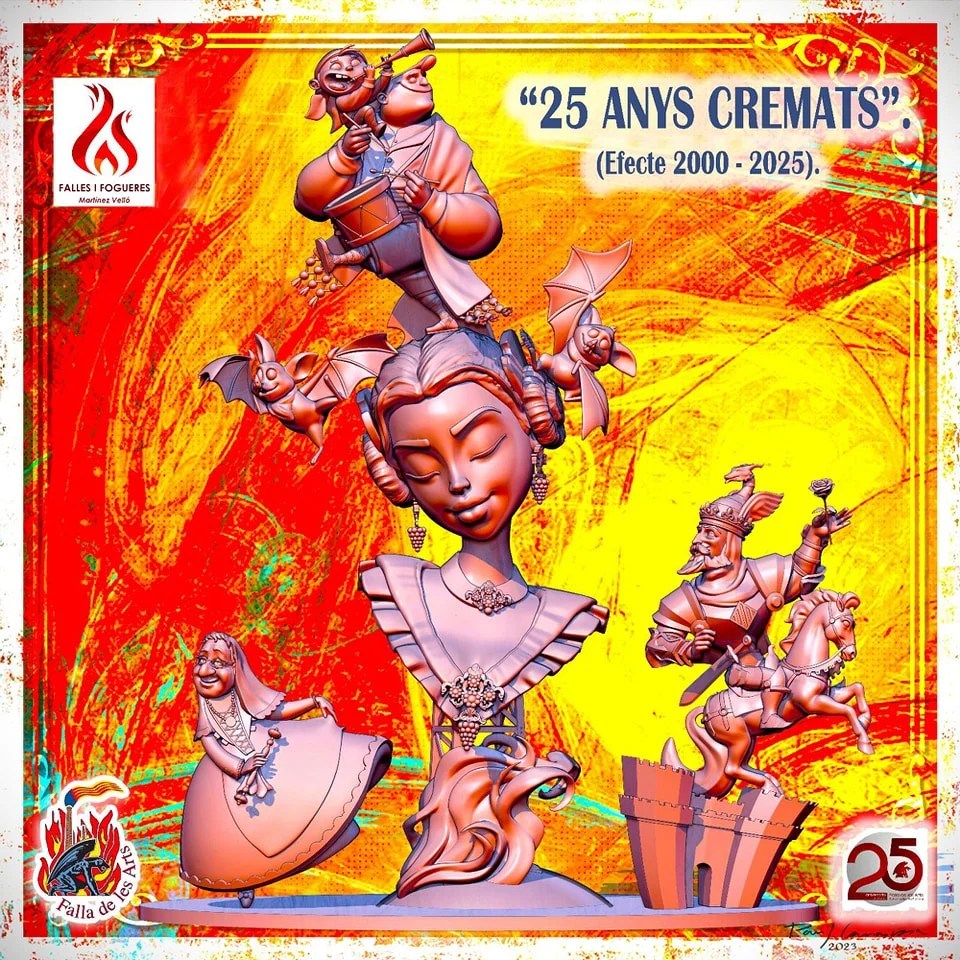 La comisión fallera de Alameda-Avd. de Francia presentó los bocetos de sus Fallas 2025 en su 25 aniversario 2 Boceto Falla Grande 2025 Falla Alameda-Avd de Francia