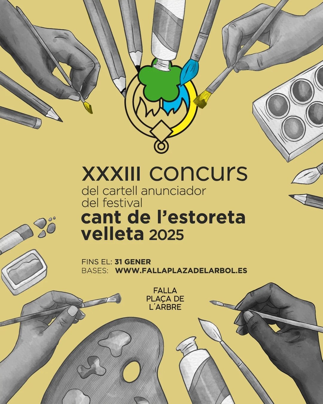 Convocatoria abierta para el Concurso de Carteles del Festival «Cant de l’Estoreta Velleta» Concurs Cartell anunciador Estoreta - Falla Plaça de lArbre