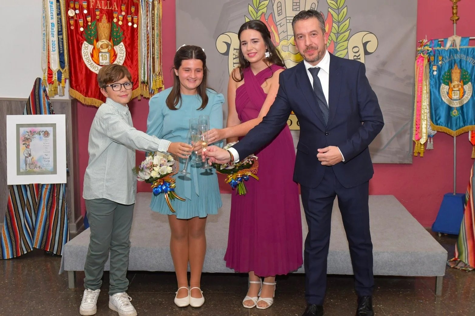 Proclamación de Representantes para las Fallas 2025 de la Falla Doctor Serrano- Carlos Cervera- Clero: Ana Gimeno, Hugo Cabezuelo e Irene Martín 5 Proclamacion Falla Clero 1