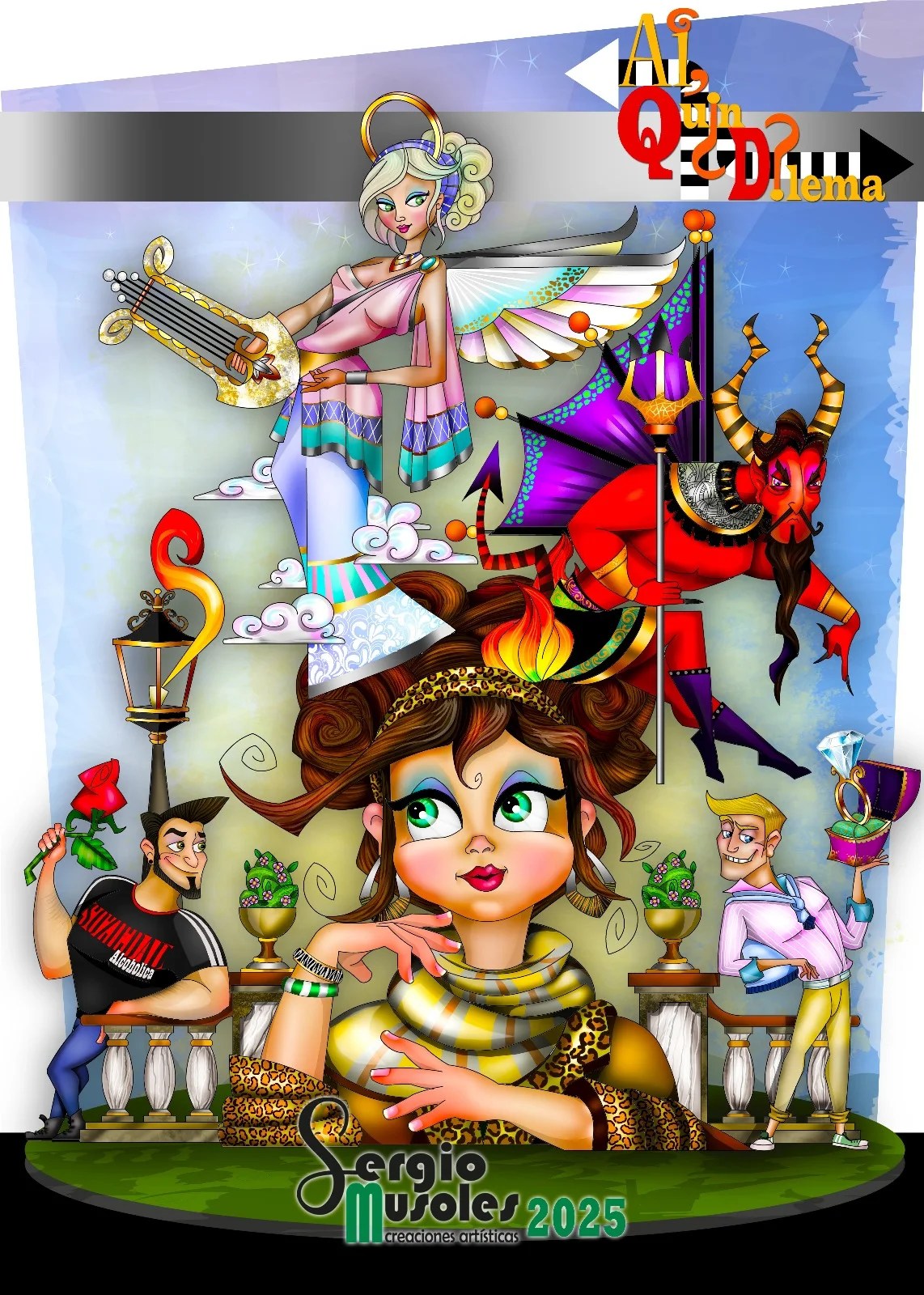 La comisión fallera Doctor Serrano- Carlos Cervera- Clero presentó los bocetos de sus Fallas 2025 3 Boceto Falla Grande 2025 Doctor Serrano- Carlos Cervera- Clero