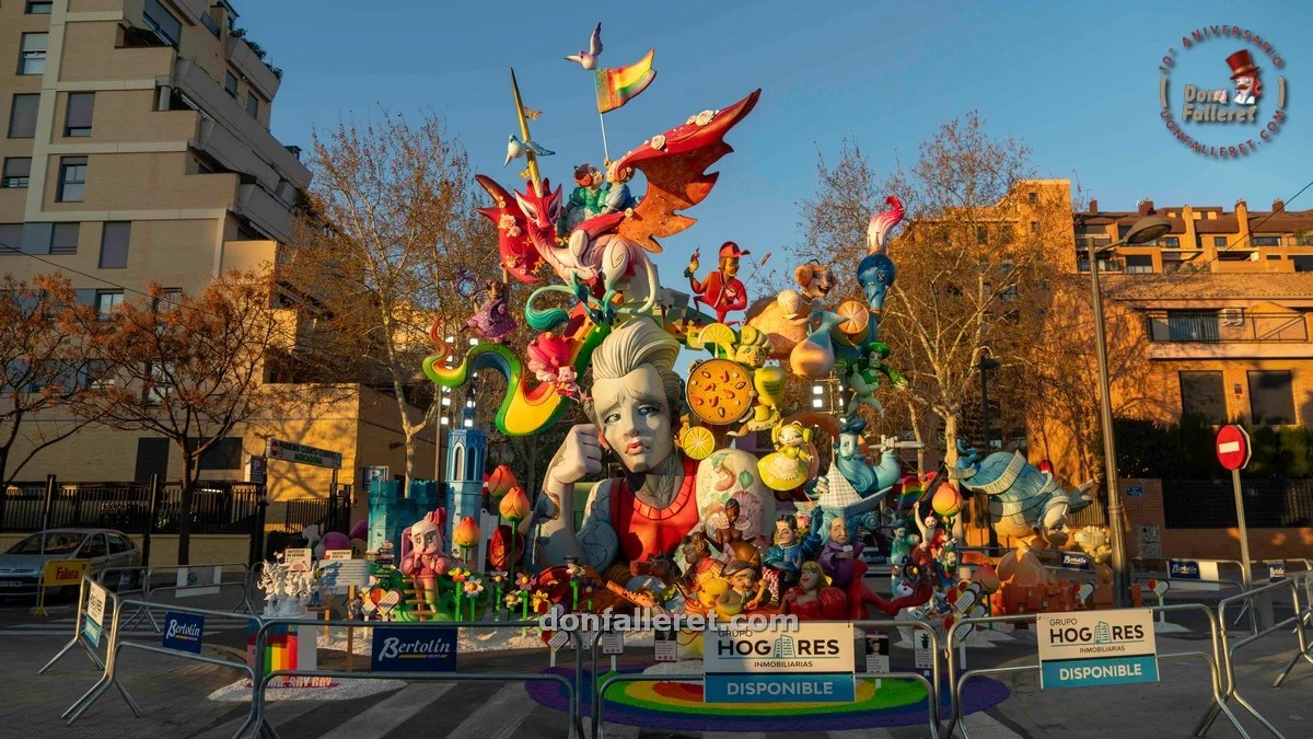 Valencia premiará la Igualdad y la Diversidad en las Fallas 2025 Falla La Nova d'Orriols 2024, ganadora del 1º Premio Caliu. Foto archivo Don Falleret: Pablo Garcés.