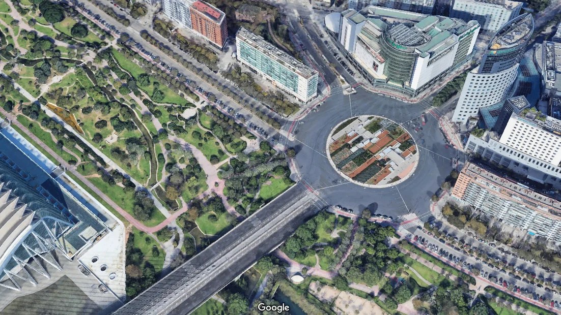 Esta es la Plaza dedicada a las Falleras Mayores de Valencia 3 Placa Falleres Majors vista aeria