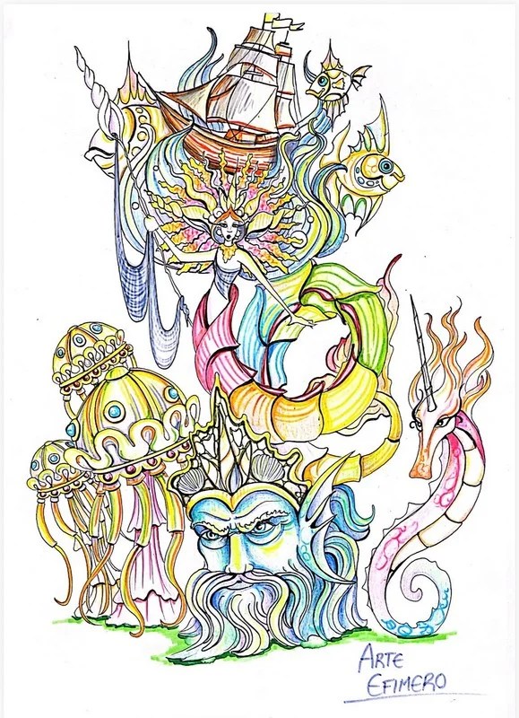 La Falla Isabel de Villena Gregorio Gea presenta sus Fallas 2026 2 Boceto Falla Grande: “Cantos de Sirena”, una apuesta de Arte Efímero - Fran Santonja