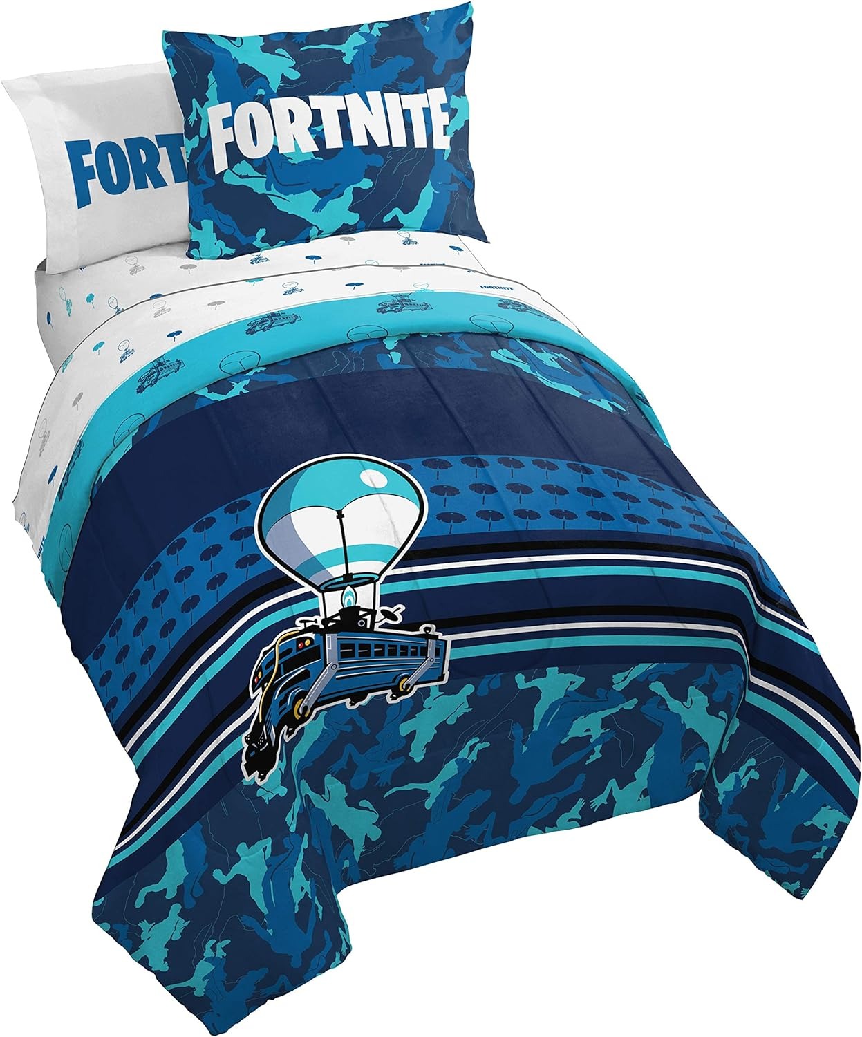 Fortnite Battle Bus Five Piece Twin Bed Set