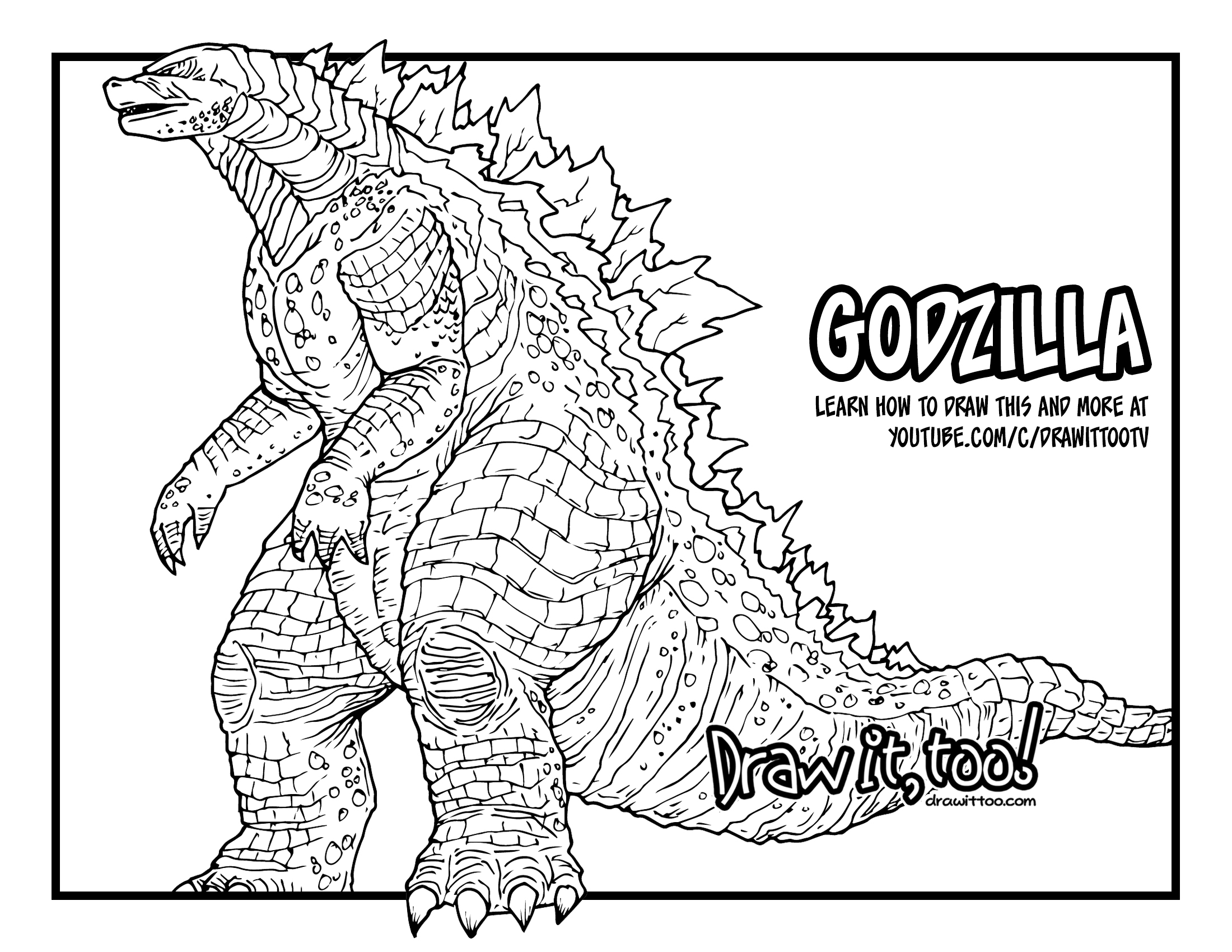 How To Draw Godzilla Godzilla 2014 Movie Drawing Tutorial Draw It Too