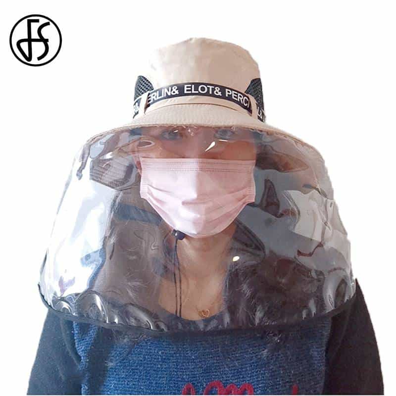 FS 2020 Big Brim Protective Cap Anti Pollen Saliva Face Cover Bucket Hat Adjustable Women Men Eye Protection Caps color: Adjustable Beige|Adjustable Black|Adjustable Wine Red|Big Black|Big Camouglage New Arrivals 2020 Fight Coronavirus