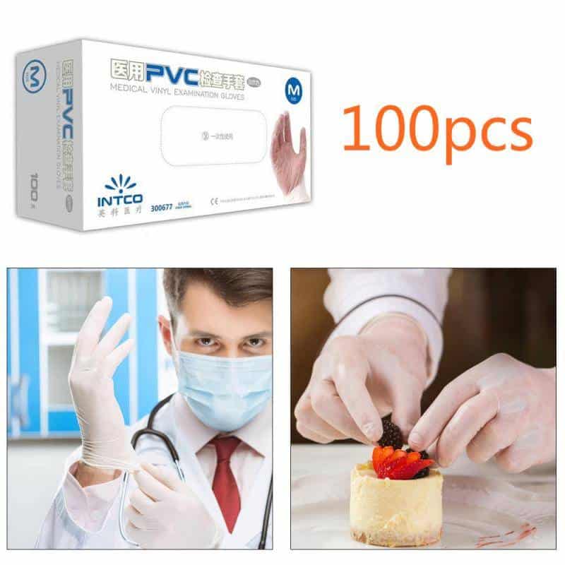 100pcs/Set Protection Gloves Transparent PVC Vinyl Disposable Gloves Dishwashing Latex Rubber Garden Universal For Home Cleaning color: 100pcs New Arrivals 2020 Fight Coronavirus