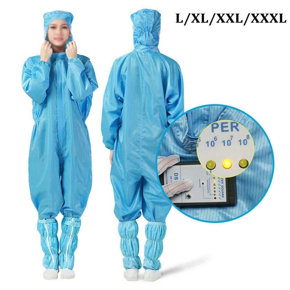 Reusable Protective Overalls Splashproof Protective Suits + Disposable Shoe Cover Personal Protective Equipment color: Blue|White New Arrivals 2020 Fight Coronavirus
