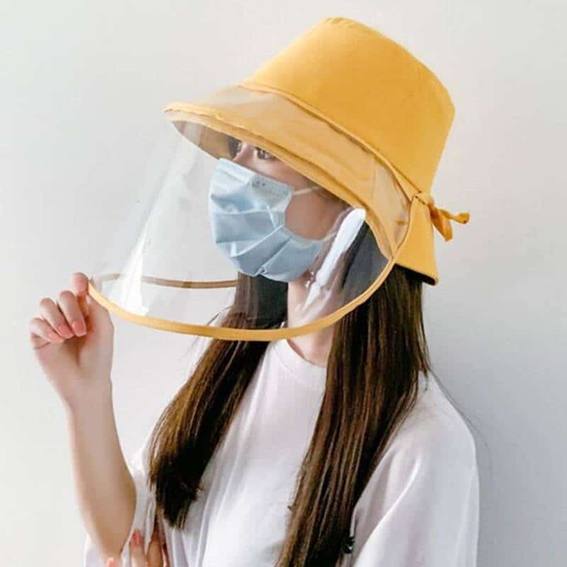 Visually Transparent Plastic Women’s Hat Removable Cap for Women Sun Chapeu Feminino Bucket Hats color: beige|Khaki|no face sheild|Pink|Black|Yellow New Arrivals 2020 Fight Coronavirus Face Masks Best Sellers