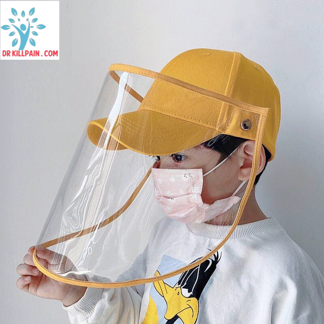 Hat With Large Protective Face Shield For Kids color: Black|Blue|White|Yellow New Arrivals Coronavirus Protective Gear