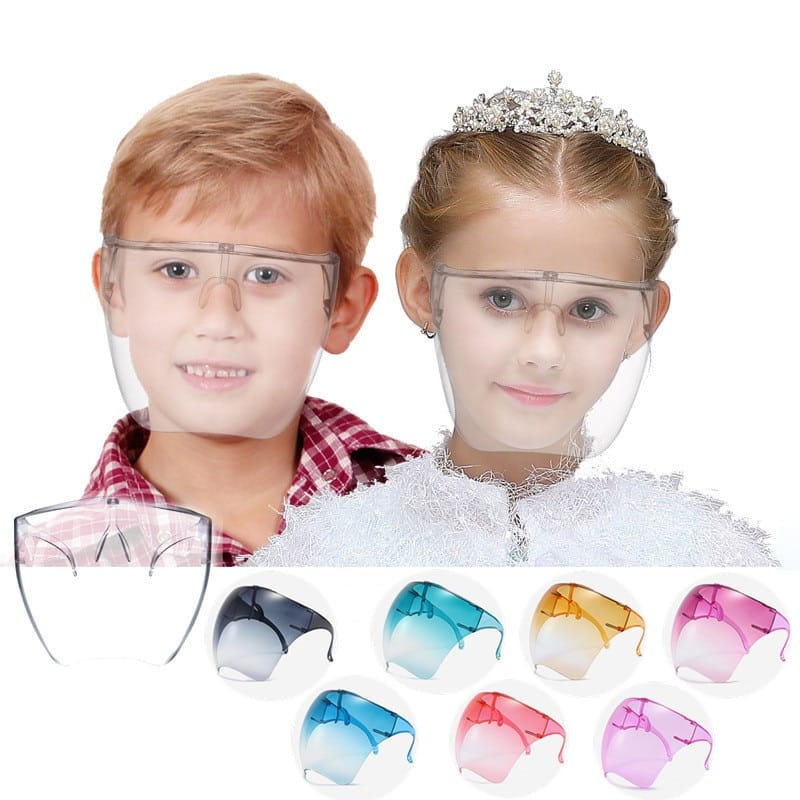 Fashion Clear Full Face Shield Colorful/Transparent Shield Visor Sunglasses PC Anti-Oil Anti-Fog Frame Goggle Shield Children color: Gradient blue|Gradient gray|Gradient green|Gradient orange|Gradient pink|Gradient purple|Gradient tea|Light blue|Light brown|Light pink|Light purple|transparent New Arrivals Safest Face Masks For Kids Best Back to School Face Masks For Kids Best Sellers
