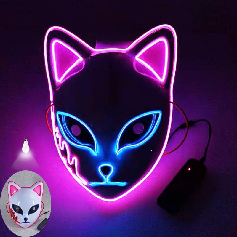 2021 new halloween christmas mask led luminous fox mask cold light mask anime cos props holiday party dance party mask supplies color: 01|02|03 New Arrivals Uncategorized Face Masks