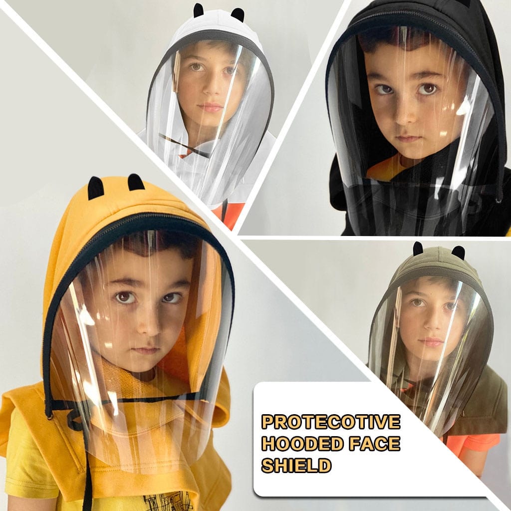 Full Protective Face Wear Clear Hooded Hat Face Shield Reusable Removable Masks For Face With Children Halloween Cosplay color: A|B|C|D New Arrivals Coronavirus Protective Gear Safest Face Masks For Kids Best Back to School Face Masks For Kids Best Sellers
