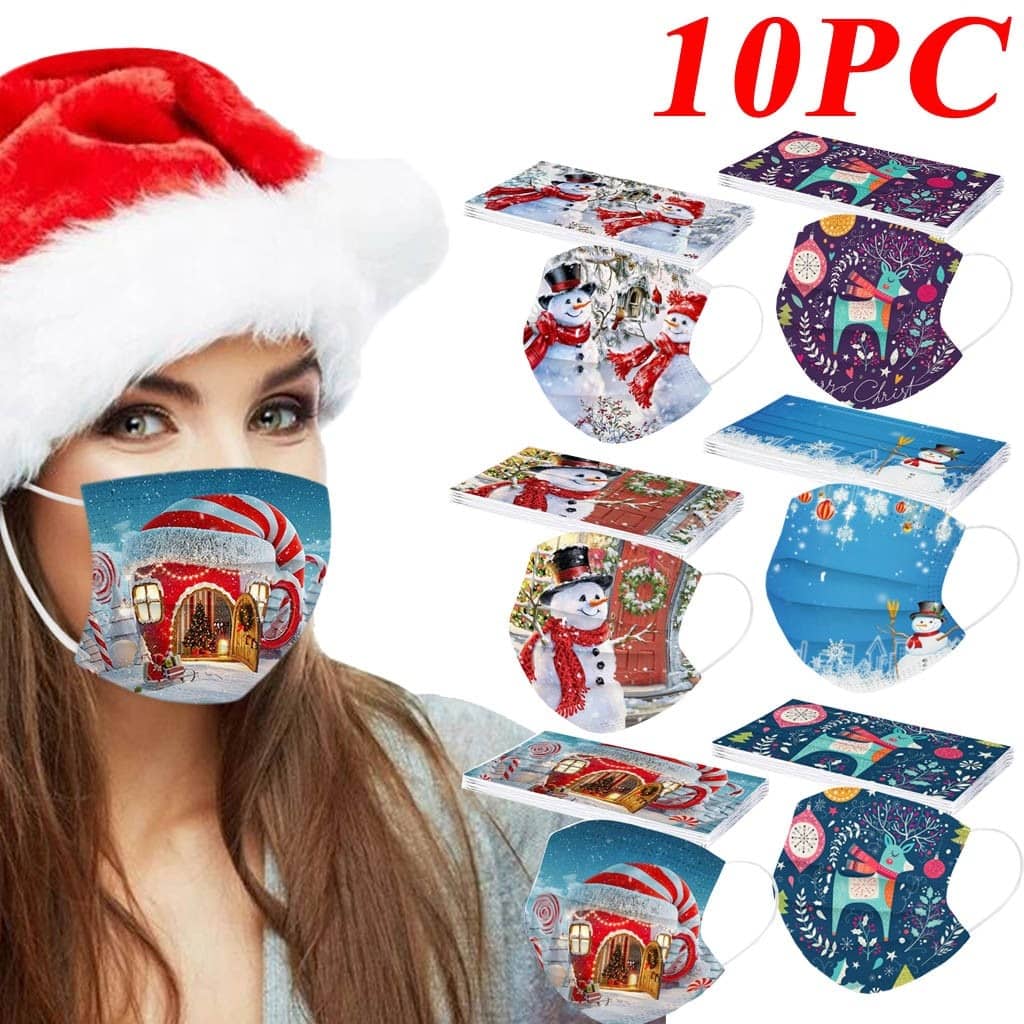 10pcs Christmas Disposable Masks Non-woven Face Masks 3 Layer Ply Filter Anti Dust Breathable Adult Mouth Halloween Cosplay Mask color: A|C|D|E|F|G|H|I|J|L|L|N|P|Q|V New Arrivals Protection Against COVID-19 Best Sellers