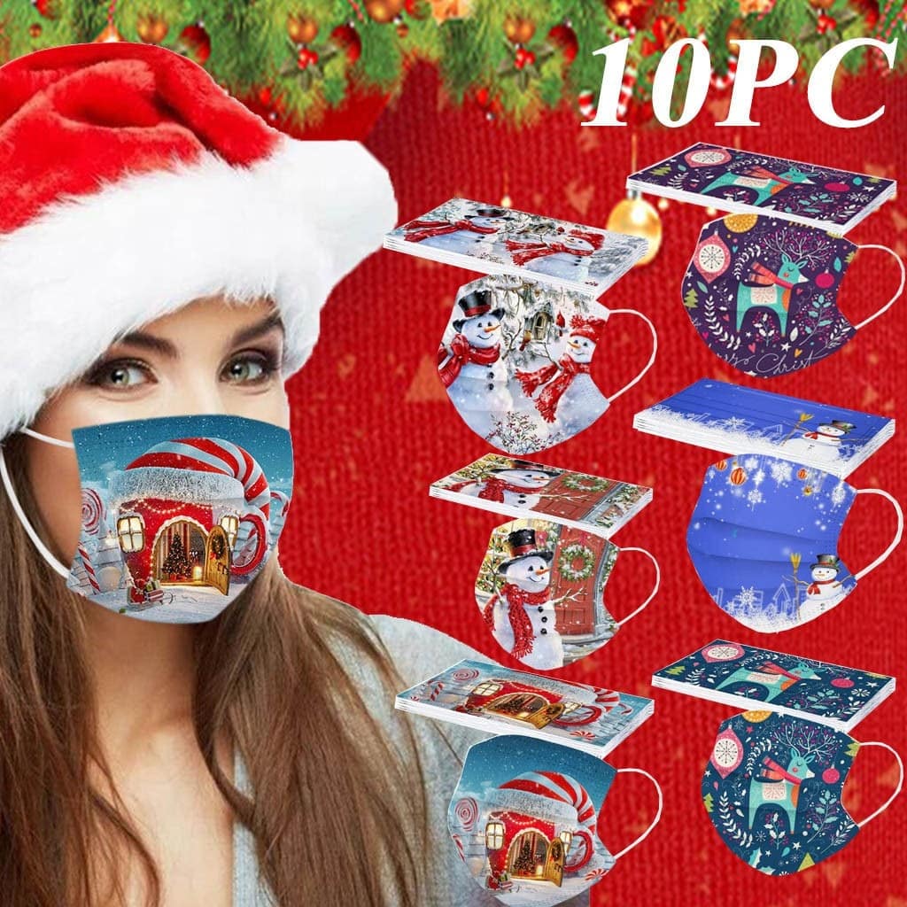 Christmas Mask Disposable Face Mask Adult 10pc Halloween Anime Mask For Face Women’s Printed Masks Fabric Cover Mascara Facial color: A|B|C|D Face Masks For Adults New Arrivals Protection Against COVID-19 Face Masks