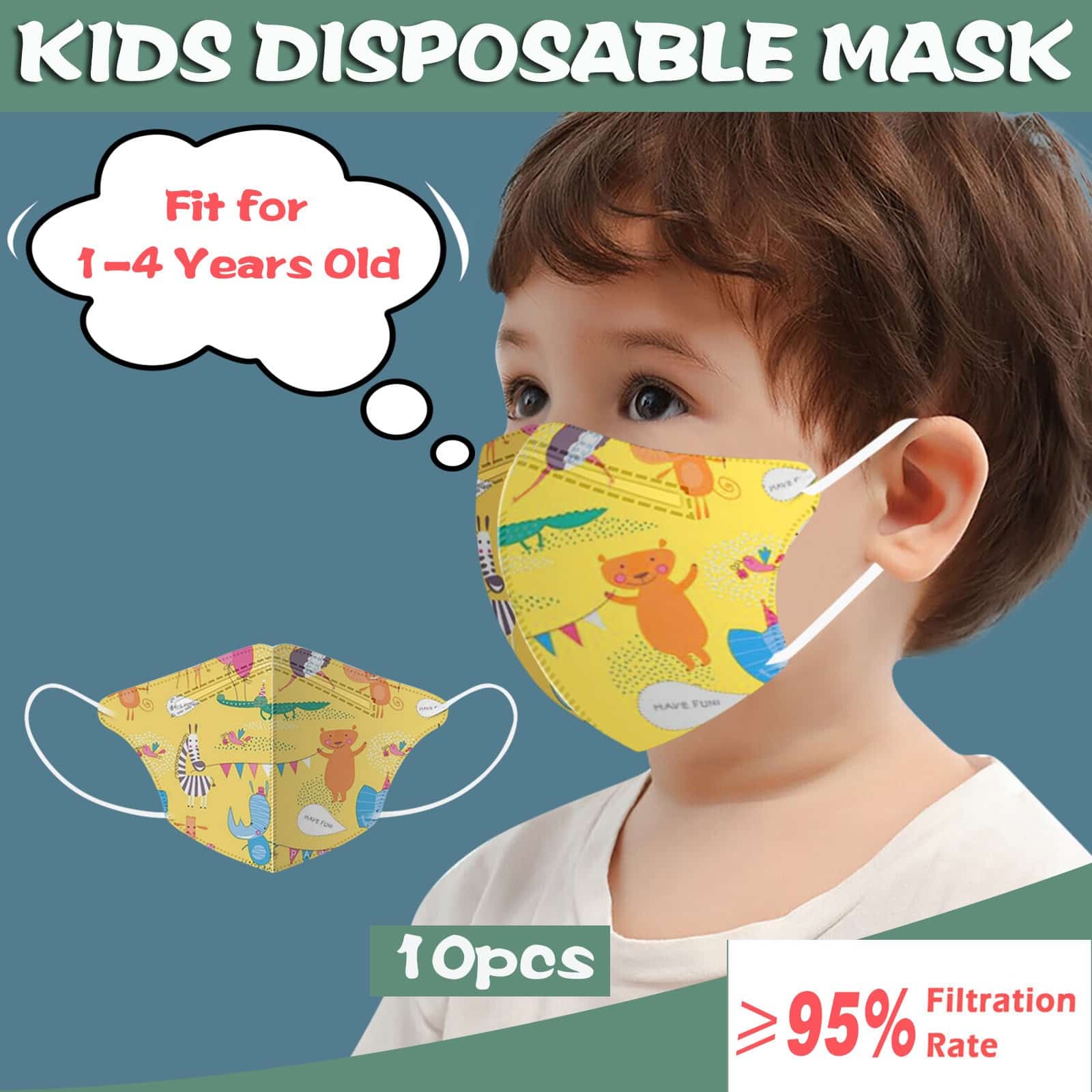 Cute Disposable Face Masks For Toddlers (10 Pcs) color: 10PC A|10PC B|10PC C|10PC D|10PC E|10PC F|10PC G|10PC H|10PC I|10PC J|10PC K|10PC L|10PC M|10PC N|10PC O|10PC P|10PC Q|10PC R|10PC S|10PC T|10PC U|10PC V|10PC W|10PC X New Arrivals Protection Against COVID-19 Face Masks Face Mask Extensions For Kids or Adults Safest Face Masks For Kids Best Back to School Face Masks For Kids