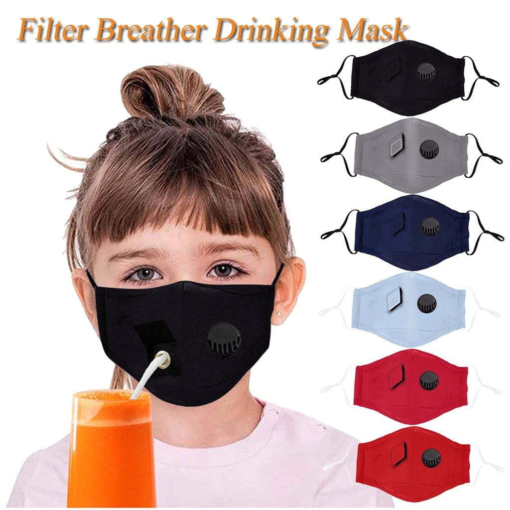Day Care And Kinder-KKGarden. Wholesale Masks Kids Boys Girl Dustproof Drinking Breather Face Mask Hole Straw Halloween Cosplay Mondkapjes Wasbaar Mascarillas color: Hot Pink|Navy Blue|Red|Gray with 2 Filters|Black|Blue New Arrivals Protection Against COVID-19 Safest Face Masks For Kids Best Back to School Face Masks For Kids Best Sellers