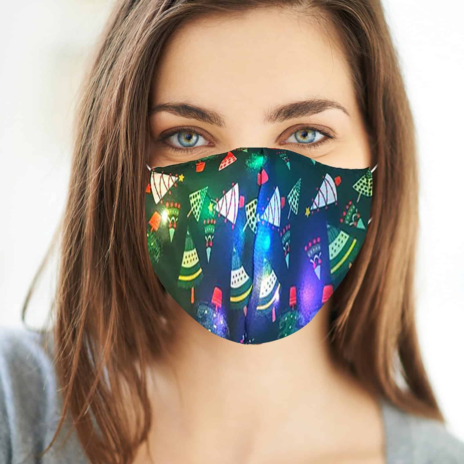 Navidad Christmas Lights Glowing Washable Face Mask Cartoons Covers Fashion Mouths Led Mouth Masks Halloween Cosplay Mascara color: A|B|C|D|E|F|G Face Masks For Adults New Arrivals Protection Against COVID-19 Face Masks Best Sellers
