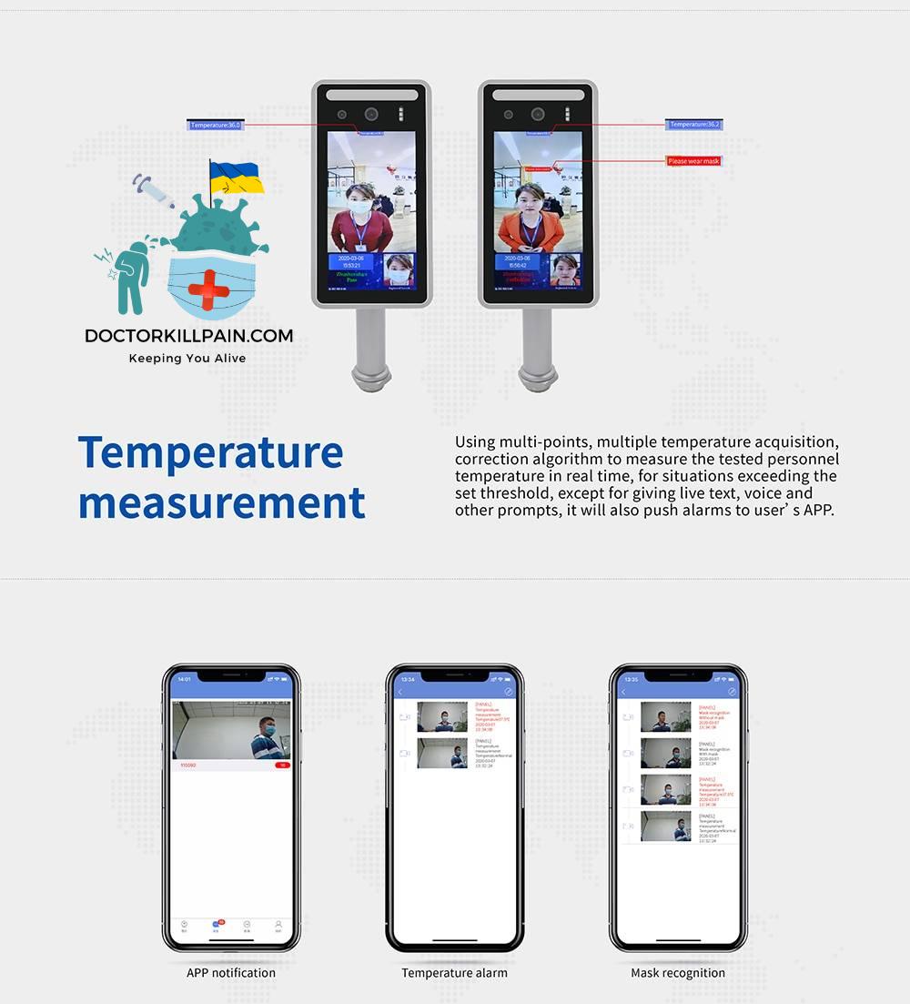 7 inch AI Human Body face Temperature Measurement Camera Color Face Recognition Body temperature Alarm Affordable Multilingual 7 inch AI Human Body face Temperature Measurement Camera Color Face Recognition Body temperature Alarm Affordable Multilingual