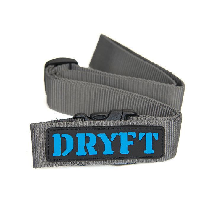 dryft belt - grey with blue logo