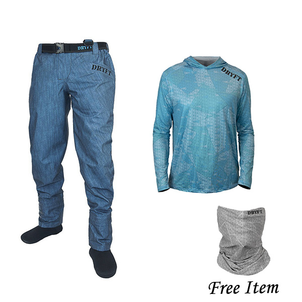 DRYFT waist high fishing wader bundle