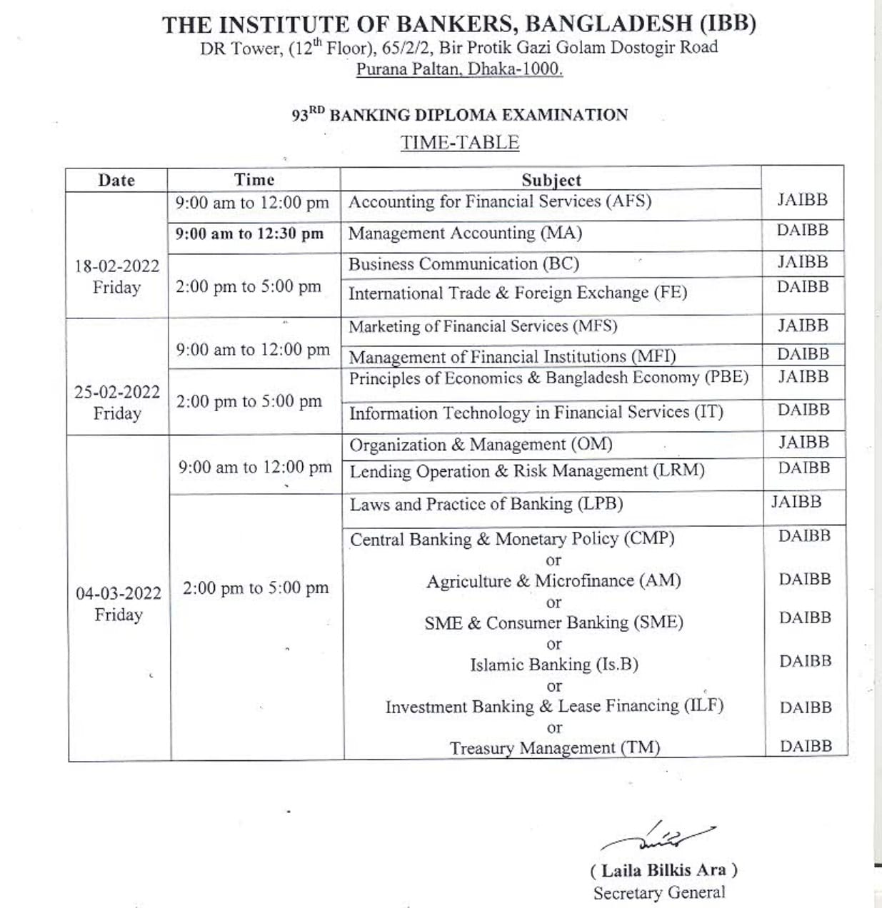 Banking Diploma Exam Routine Result 2023 Eduresultbd